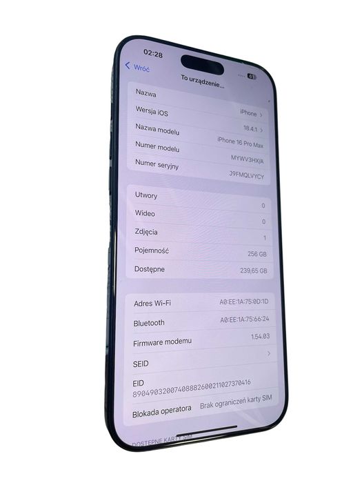Iphone 16 Pro Max 256gb USZKODZONY / Nowy Lombard Bytom