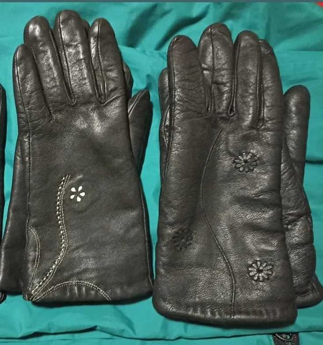 Кожаные женские перчатки на меху 7 - 7,5 -8  размер