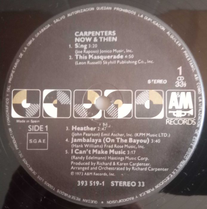 Carpenters - - - - - Now & Then - - - - - LP