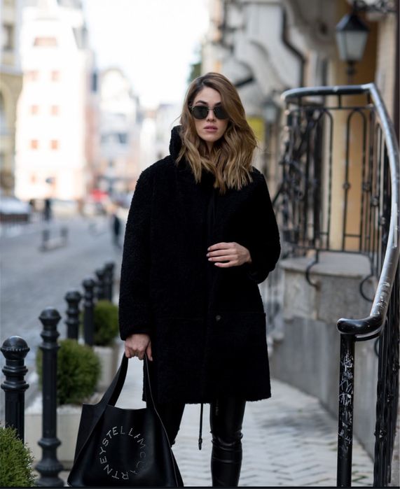 пальто двостороннє зі шкіри та овчини, дубленка кожаная