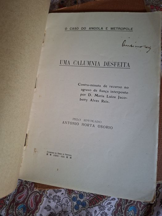 Livro de advogado Horta Osório sobre caso Alves dos Reis Banco de Angola