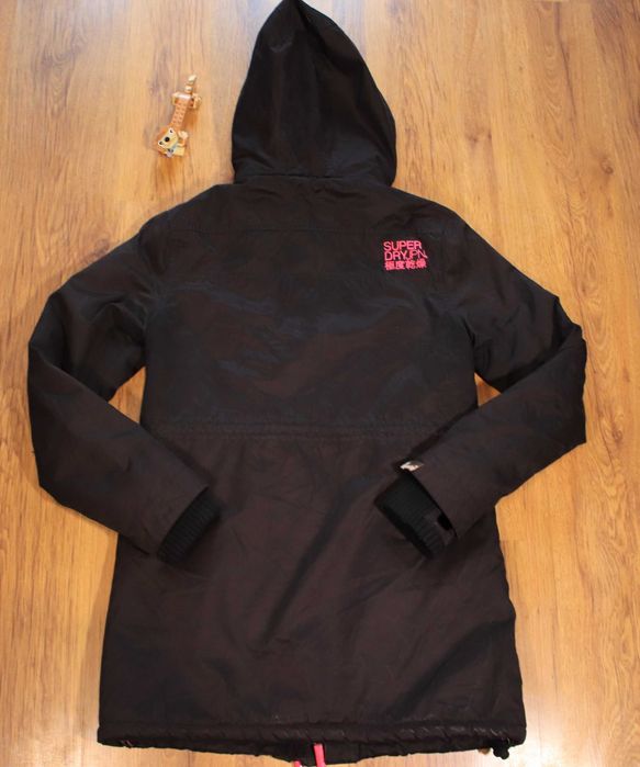 Kurtka Superdry r. M ciemny brąz z kapturem ocieplana damska