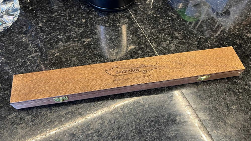 Faca de Chef artesanal 12” 30cm Zakharov Kiritsuke para Destro no Estojo de Madeira tipo Japonesa Sushi Sashimi