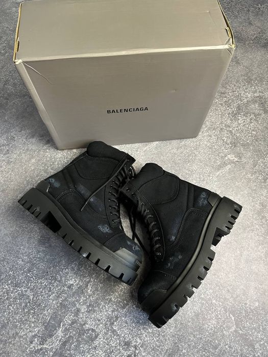 BALENCIAGA Strike boots black canvas ботинки боты чоботи opium archive