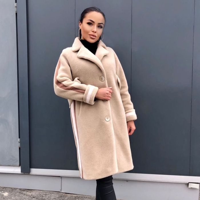 Модна, стильна шубка-пальто Тедді, овчина, 58 розмір