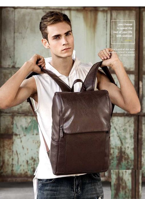 Мужской рюкзак черная коричневая мужская сумка портфель для ноутбука