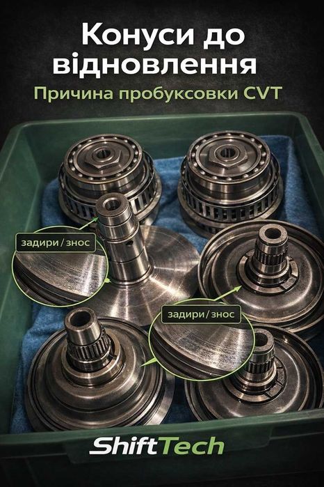 Відновлення конусів варіатора CVT JATCO JF011E JF015E JF016E Київ | Ремонт варіатора якщо пинається, не їде, пробуксовує