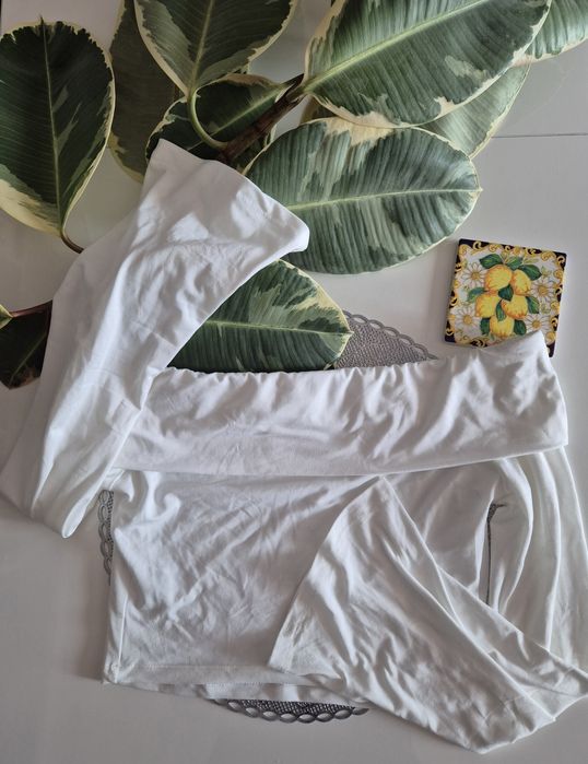 Biała bluzka hiszpanka z długim rękawem – SHEIN