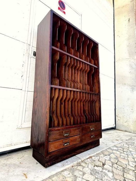 Ficheiro de vinis  olaio vintage 78comp x 27prof x 134,5alt.