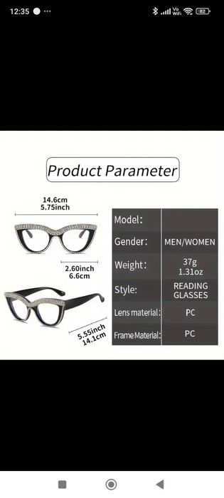 Hit plusy cekiny cyrkonie koty okulary do czytania +1.0