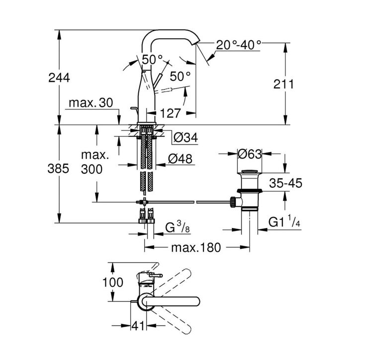 Bateria umywalkowa Essence Grohe L Warm Sunset
