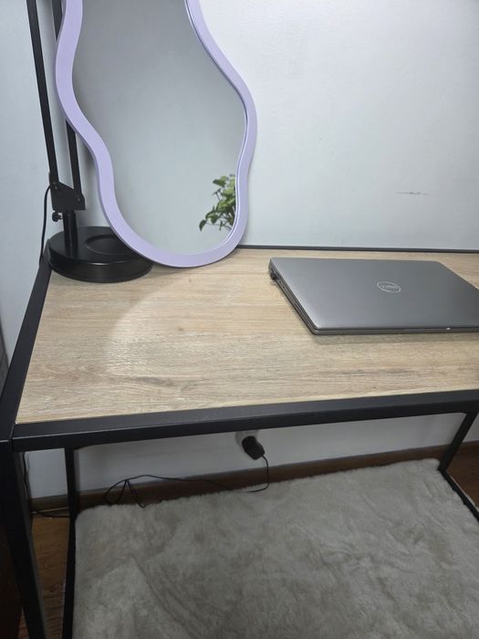 Biurko loftowe industrialne toaletka kolor dębowy z szufladą