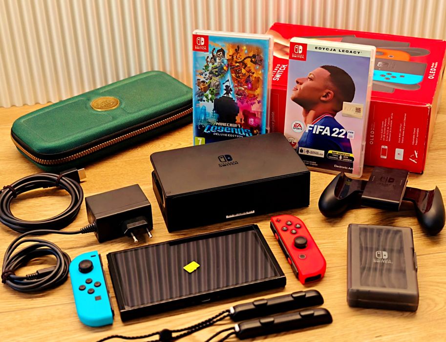 Nintendo Switch OLED 64GB | Wersja Red / Blue | DUŻY ZESTAW