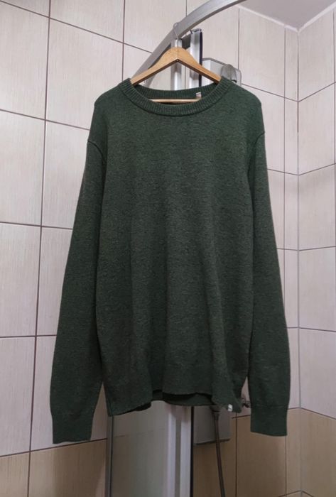 Sweter męski XL  marki !SOLID w kolorze zgaszonej, butelkowej zieleni.