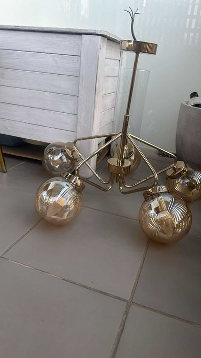 Lampa wisząca Alfa Barsum złota szklane kule 5xE14