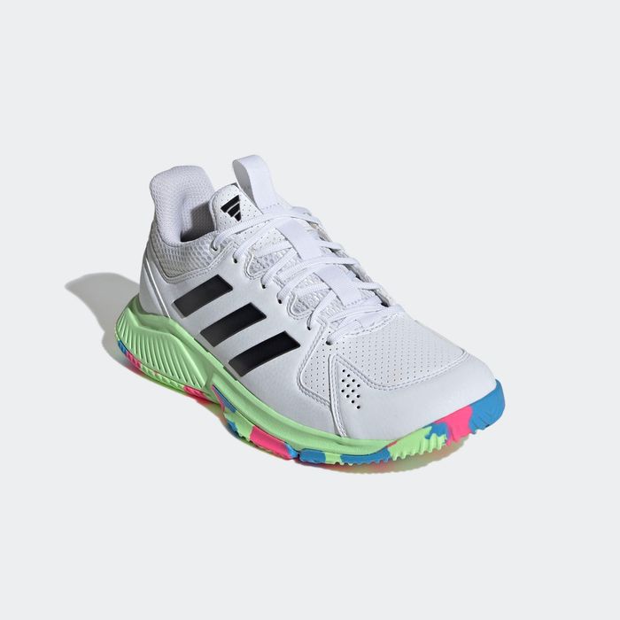 Calçado de Andebol Adulto Adidas Court Flight Branco/Amarelo/Azul