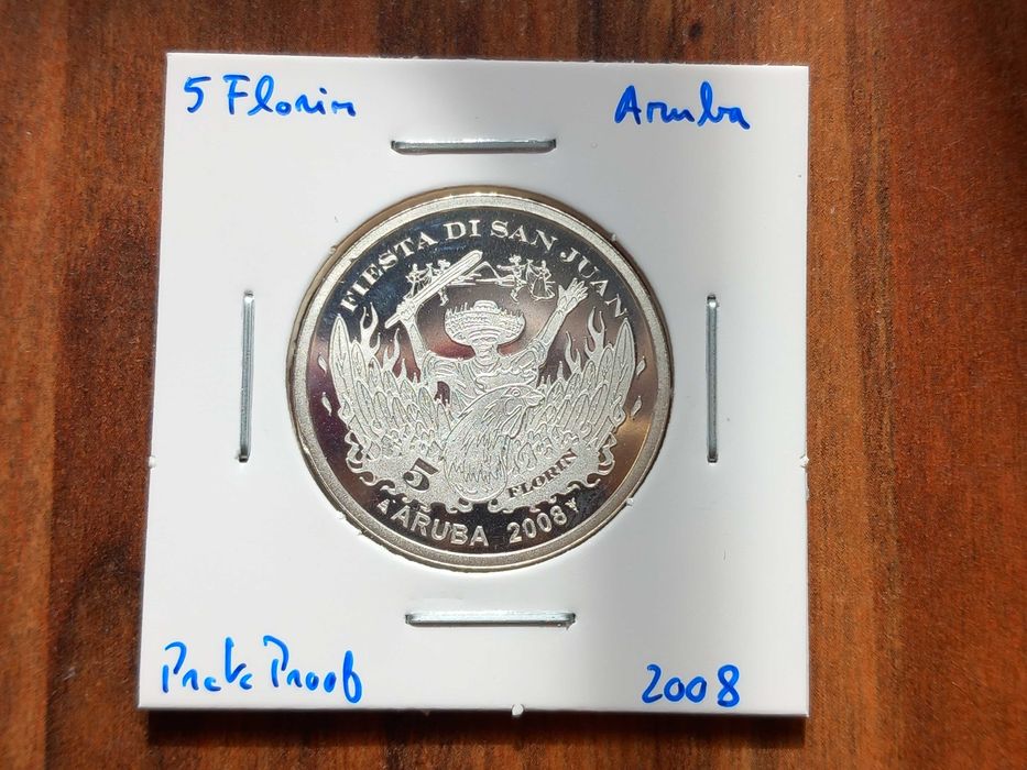 Moeda 5 Florin Aruba 2008 Prata Proof