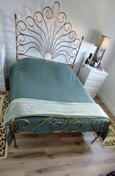 Cama de casal latão dourado envelhecido