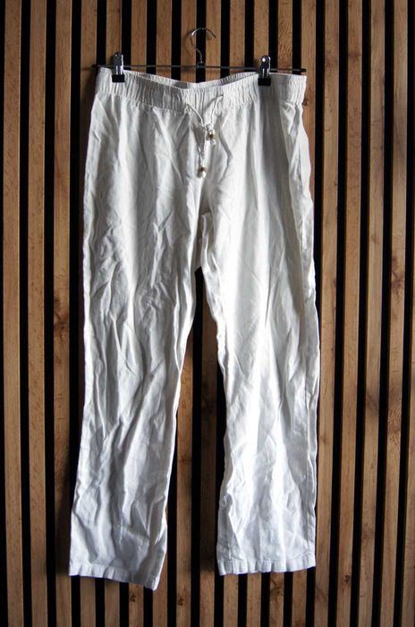 Spodnie Lniane Esmara biale smietankowe len wiskoza