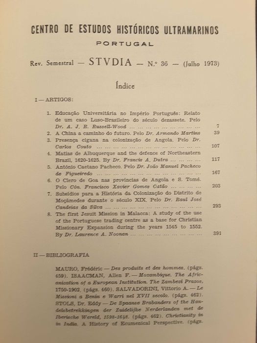 STVDIA. Moçâmedes-Capitães das Molucas-Moçambique-Estado da Índia