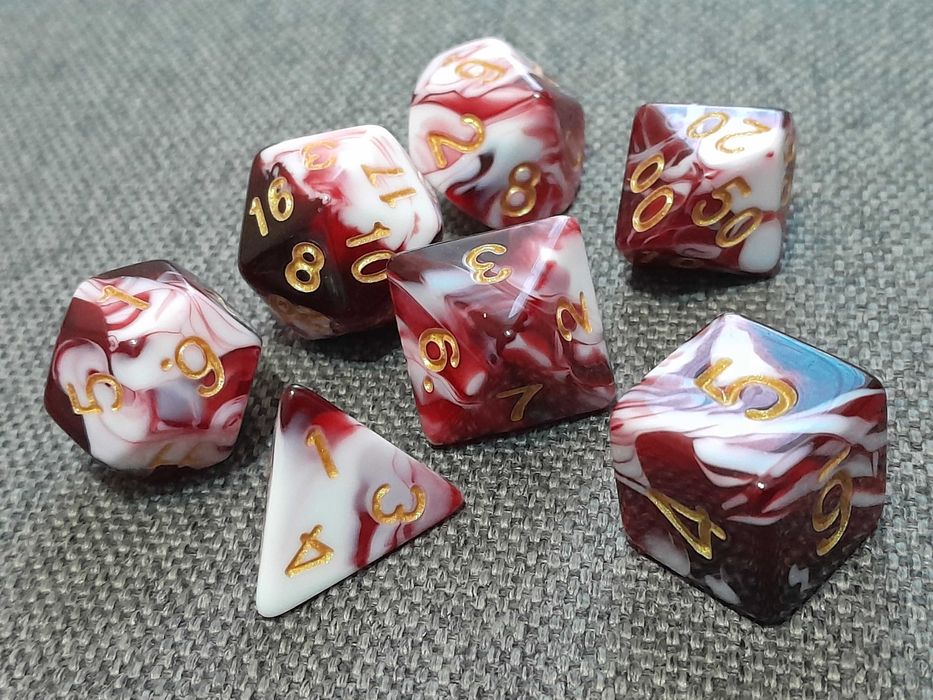 Набір червоно білих кубиків для DnD, Pathfinder та інших