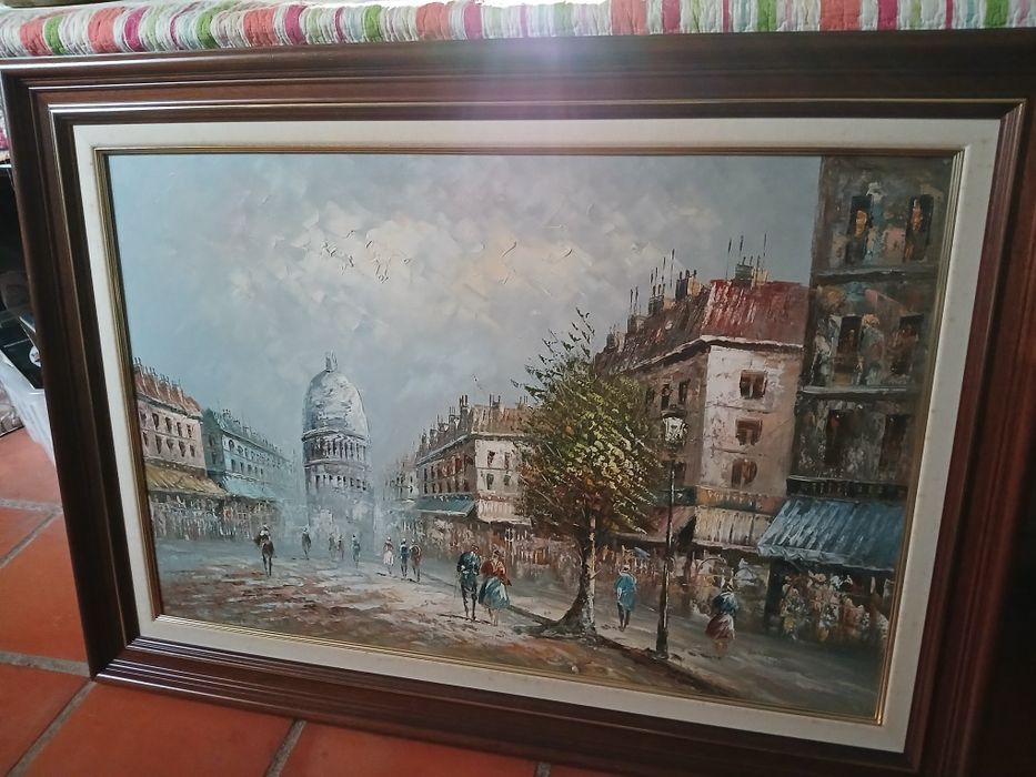 Quadro pintado com moldura
