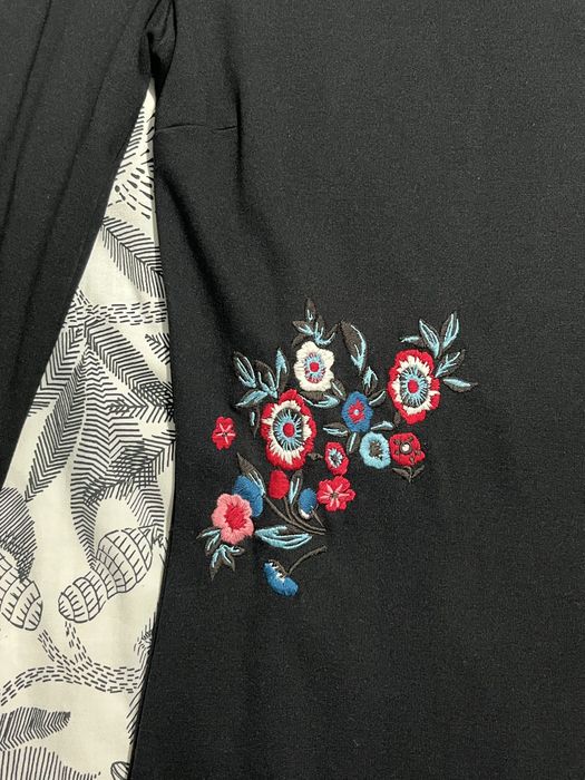 Black Floral Embroidered Long Sleeve Bodycon Dress