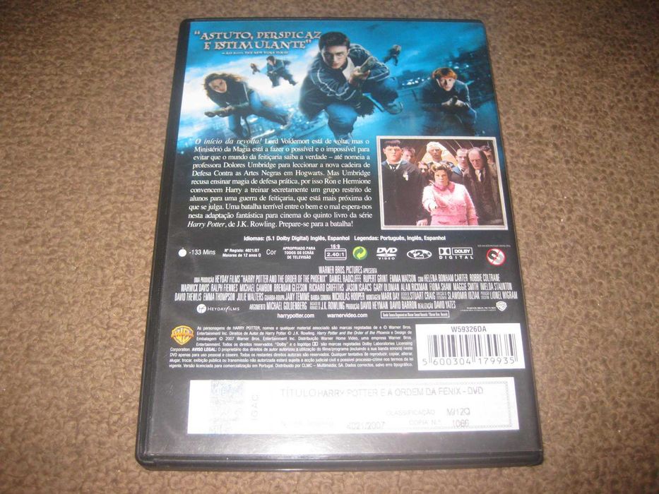DVD "Harry Potter e a Ordem da Fénix" com Daniel Radcliffe
