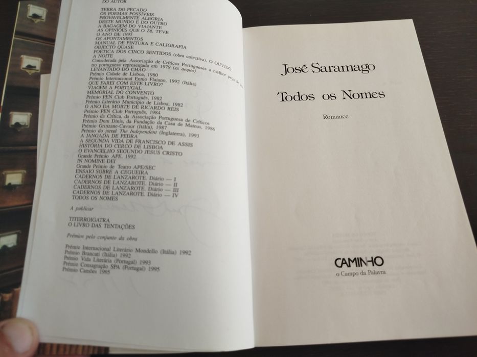 Todos os nomes // José Saramago (1.° edi. autografado)