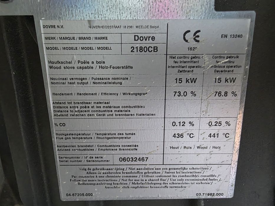 Wkład kominkowy Dovre 2180CB