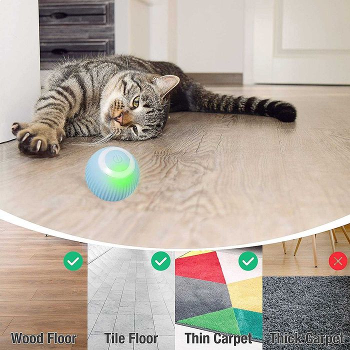 Bola de brinquedo interativa para gatos, recarregável por USB (azul)