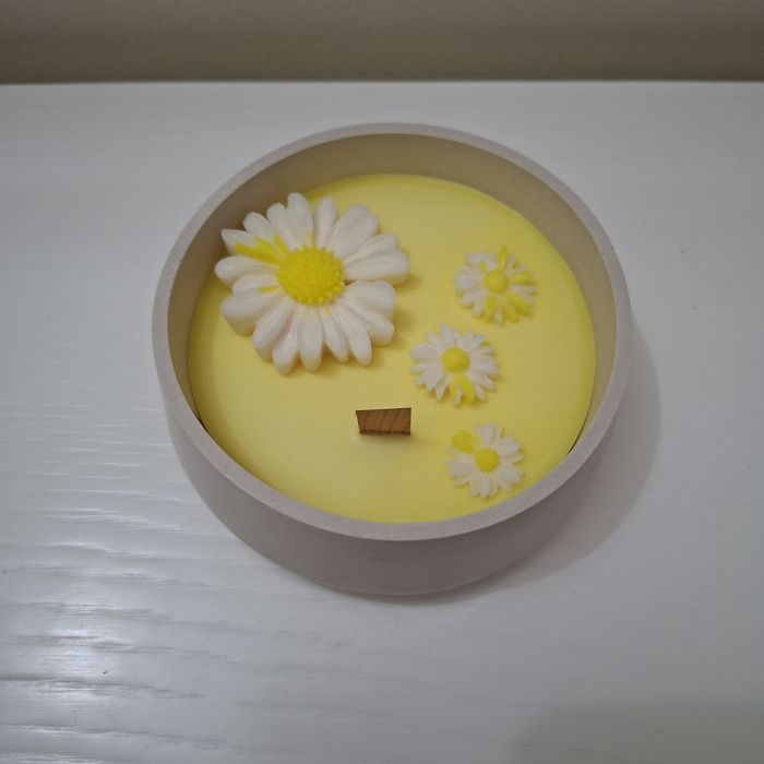 Peças em gesso e velas com cera de soja aromáticas