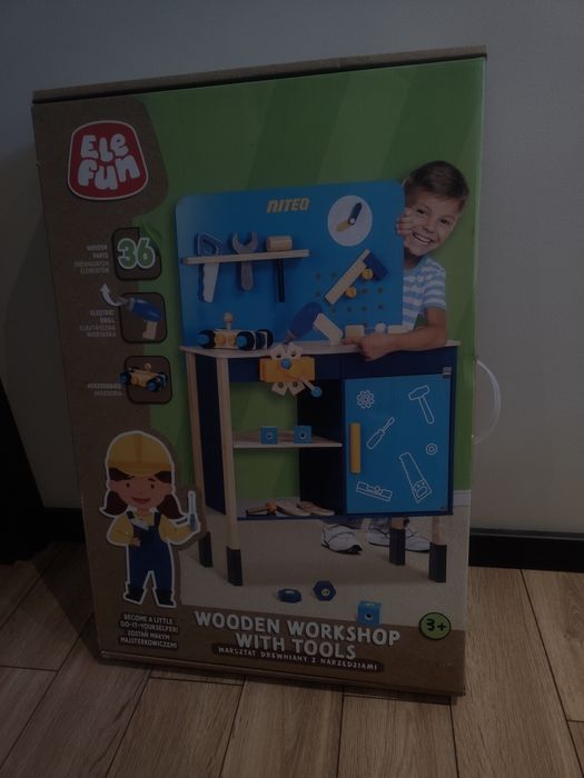 Drewniany Warsztat z narzędziami elefun