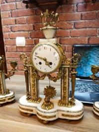 Zegar kominkowy brąz złocony antyk XIXwiek Empire