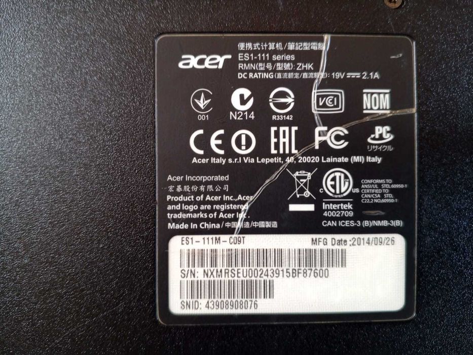 Нетбук Acer Aspire ES1-111