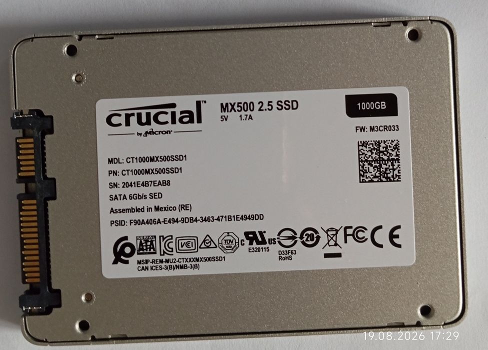 Dysk Crucial MX500 2.5 SSD 1TB - tylko 708h pracy
