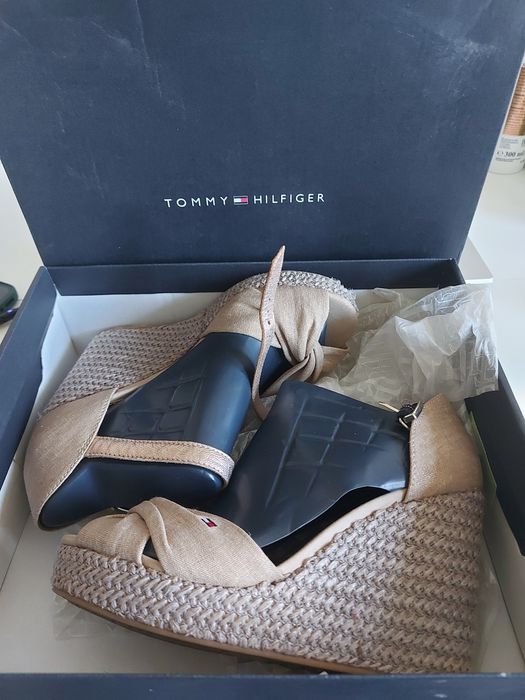 Espadryle na koturnie Tommy Hilfiger Iconic Elena Metallic Canvas 37