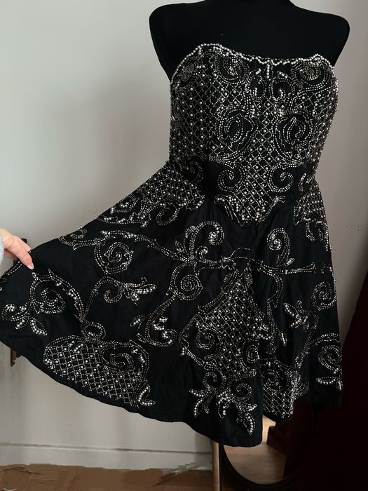 Asos luxe cekinowa sukienka mini L 40 zdobiona