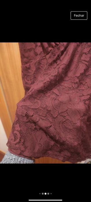 Blusa T-Shirt Renda Bordeaux C&A XL