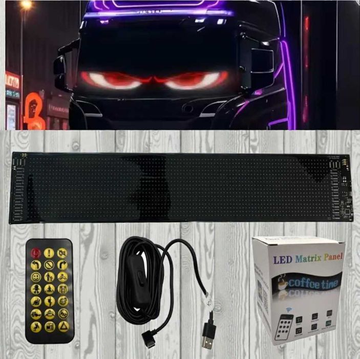 LED панель Глаза дьявола 12×60 см — стиль и характер для авто