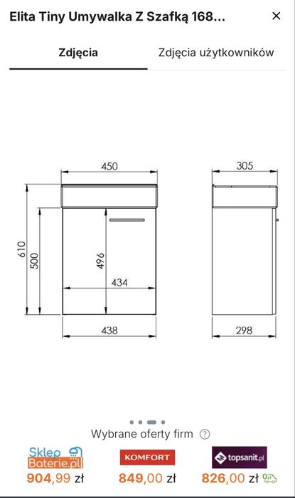 Nowa umywalka z szafką