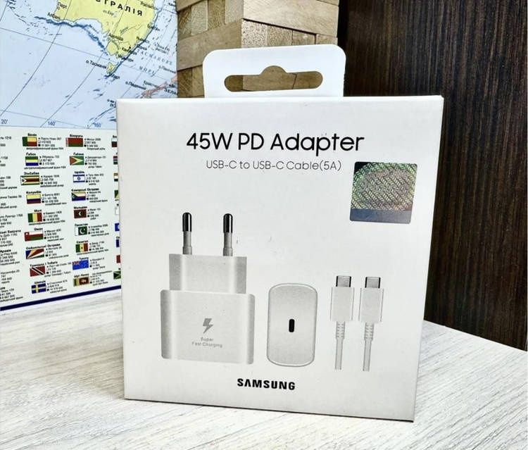 Швидка зарядка 45W для Samsung блок + кабель Білий