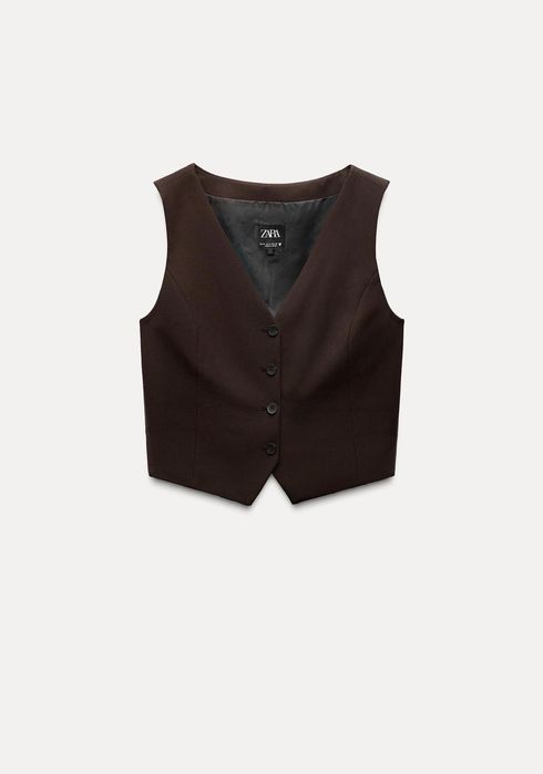 Жилет жилетка zara шоколадного кольору костюмна