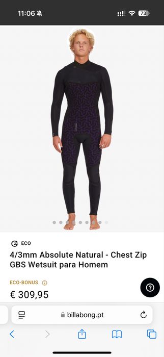 Billabong Absolute Chest Zip Wetsuit - XL