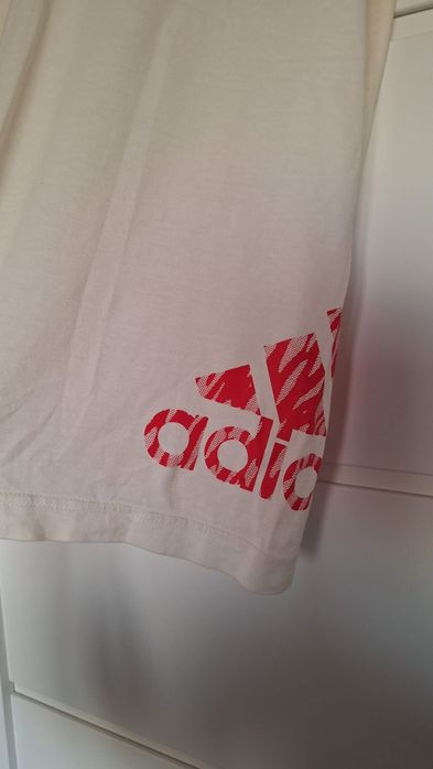 Tshirt Adidas M biało czerwony z logo