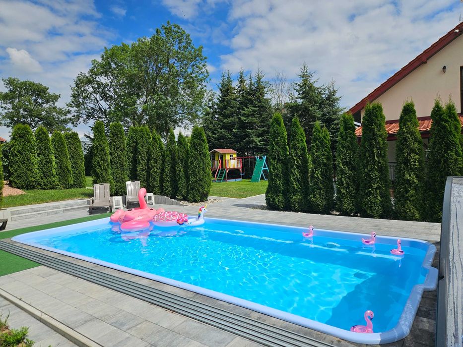 Wakacje 2026 Mazury/ Dom na jeziorem/ plaża/ BASEN/ BANIA/ Pomost łódź