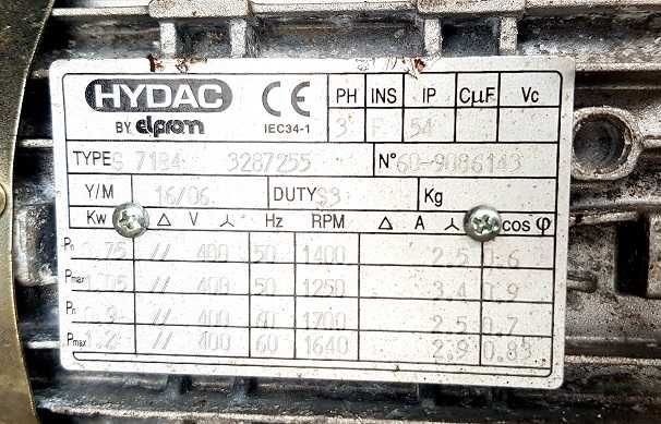 Pompa hydrauliczna silnika HYDAC G 71B4 zasilacz 328  7255 DMG MORI