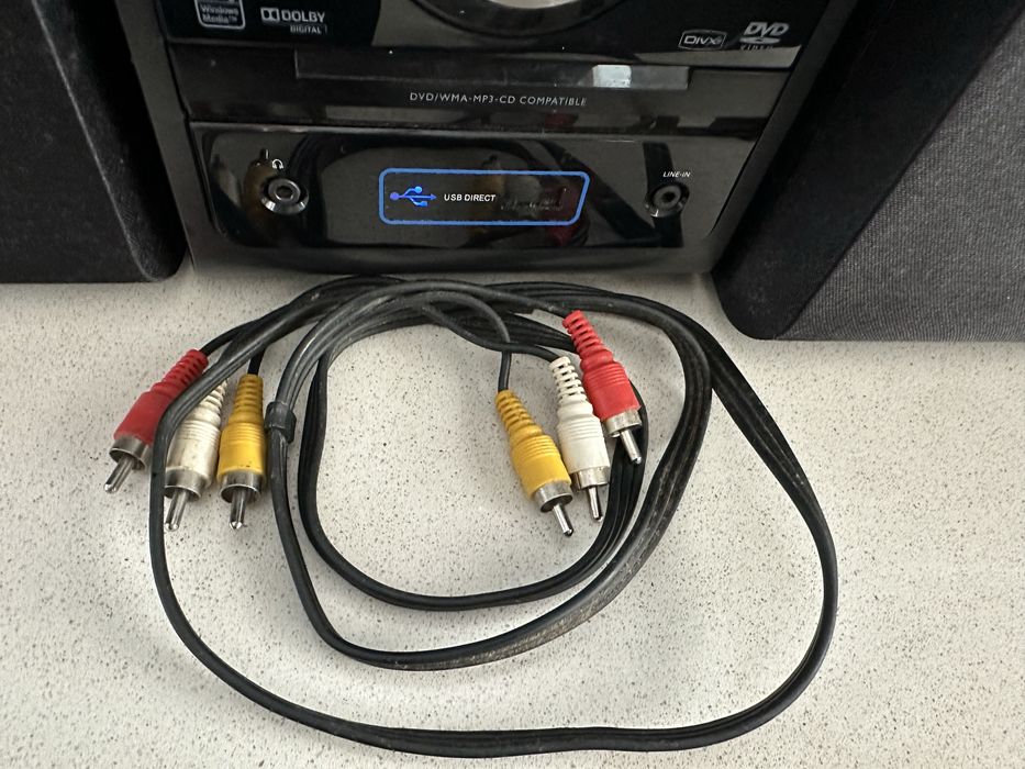 Aparelhagem / Sistema som Philips c/ rádio CD DVD USB comando e manual