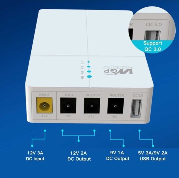 ДБЖ (безперебійник) для роутера (Mini DC UPS) WGP Optima 302 - 13500 mAh 27Вт
