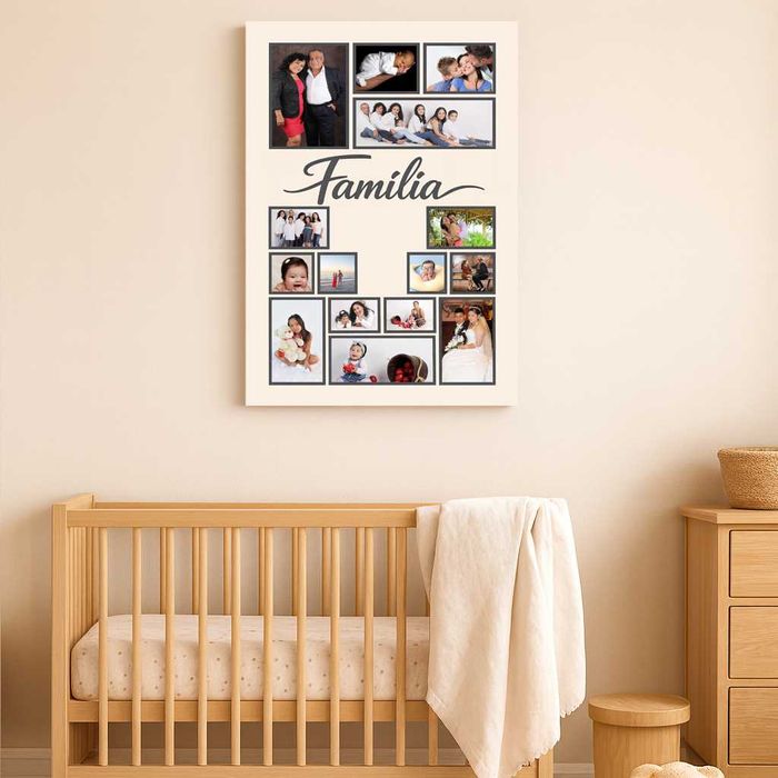 Family Photo Collage Canvas – Arte Personalizada com Pré‑visualização Antes da Impressão